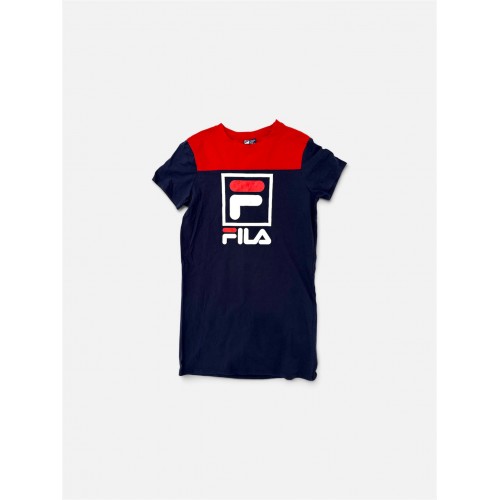 FILA Γυναικείο Navy T-Shirt Φόρεμα με Μεγάλο Logo